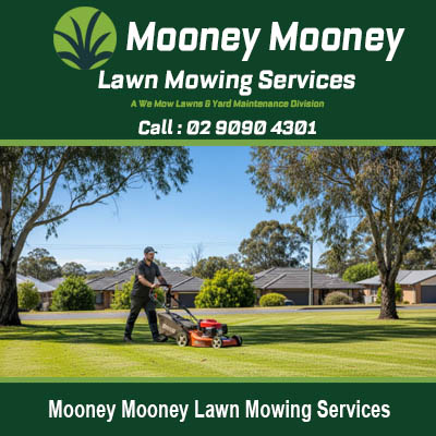 Professional lawn mowing services in Mooney Mooney NSW with expert gardener maintaining residential lawn